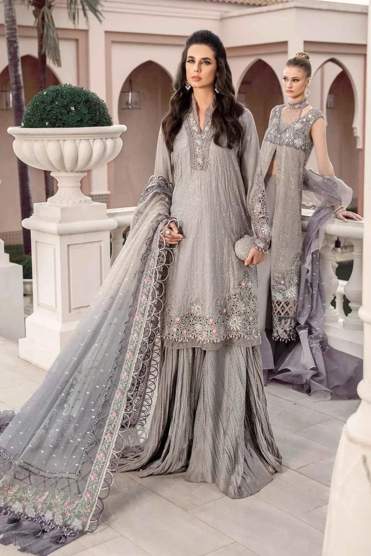 Maria B | Sateen Formals 23 | Grey CST-707 -  Maria B Formal - Original Designer Dress - House of Maryam