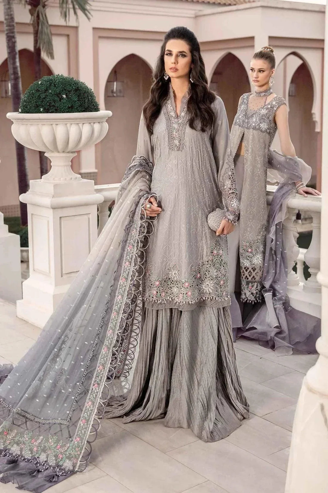 Maria B | Sateen Formals 23 | Grey CST-707 by Designer Maria B - House of Maryam - Pakistani Designer Ethnic Wear in {{ shop.shopifyCountryName }}