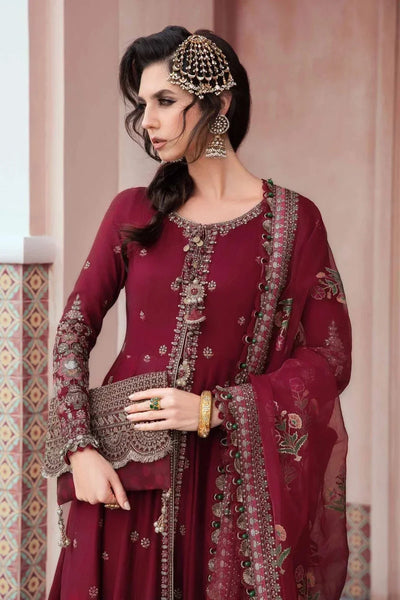 Maria B | Sateen Formals 23 | Maroon CST-708 -  Maria B Formal - Original Designer Dress - House of Maryam