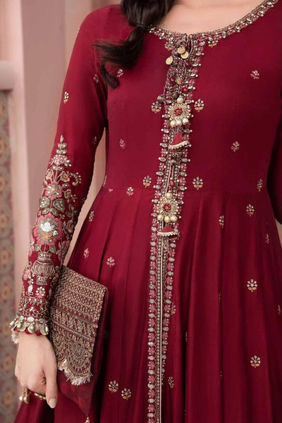 Maria B | Sateen Formals 23 | Maroon CST-708 -  Maria B Formal - Original Designer Dress - House of Maryam