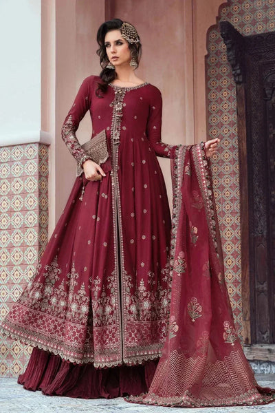 Maria B | Sateen Formals 23 | Maroon CST-708 -  Maria B Formal - Original Designer Dress - House of Maryam