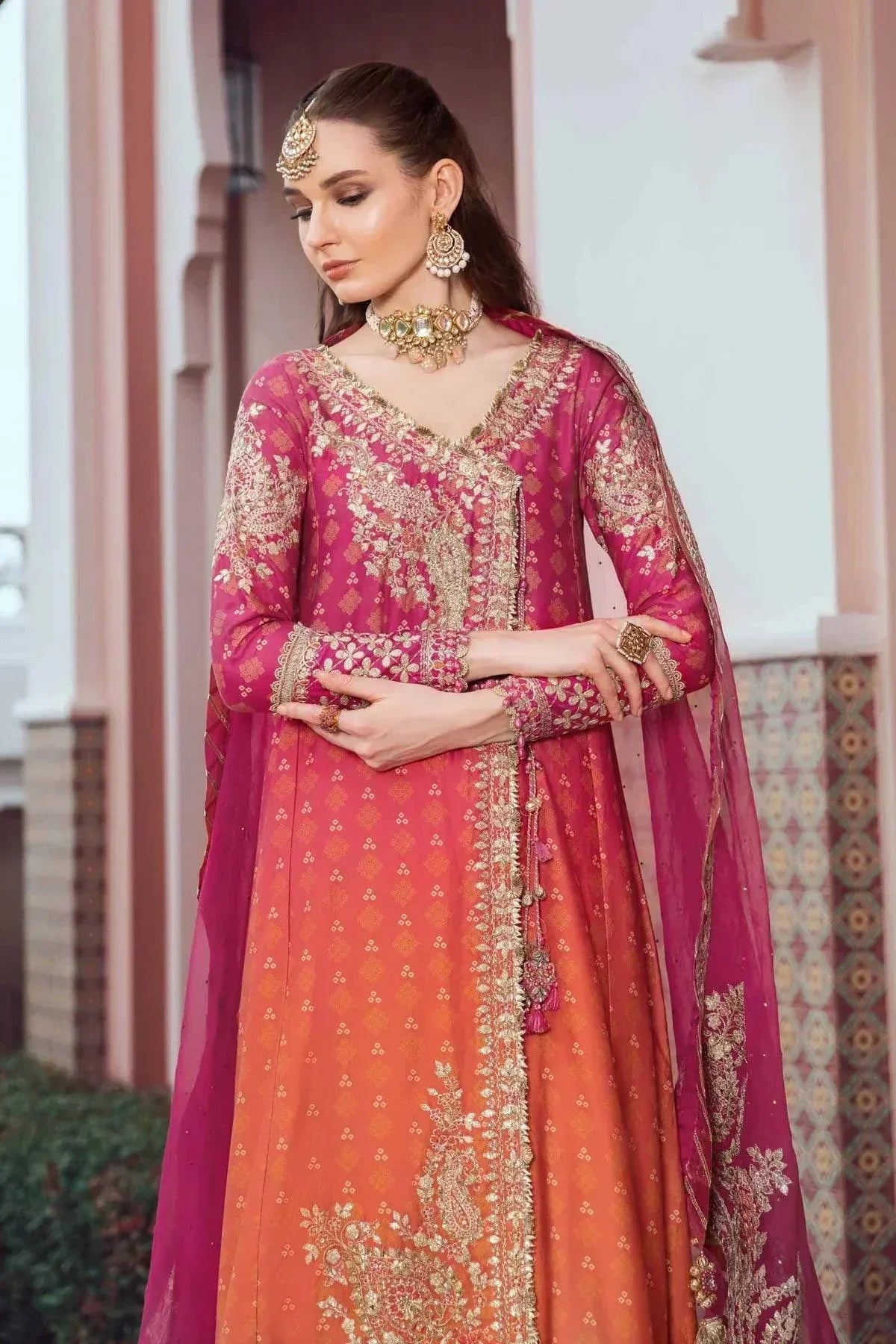 Maria B | Sateen Formals 23 | Fuchsia Pink CST-709 by Designer Maria B - House of Maryam - Pakistani Designer Ethnic Wear in {{ shop.shopifyCountryName }}