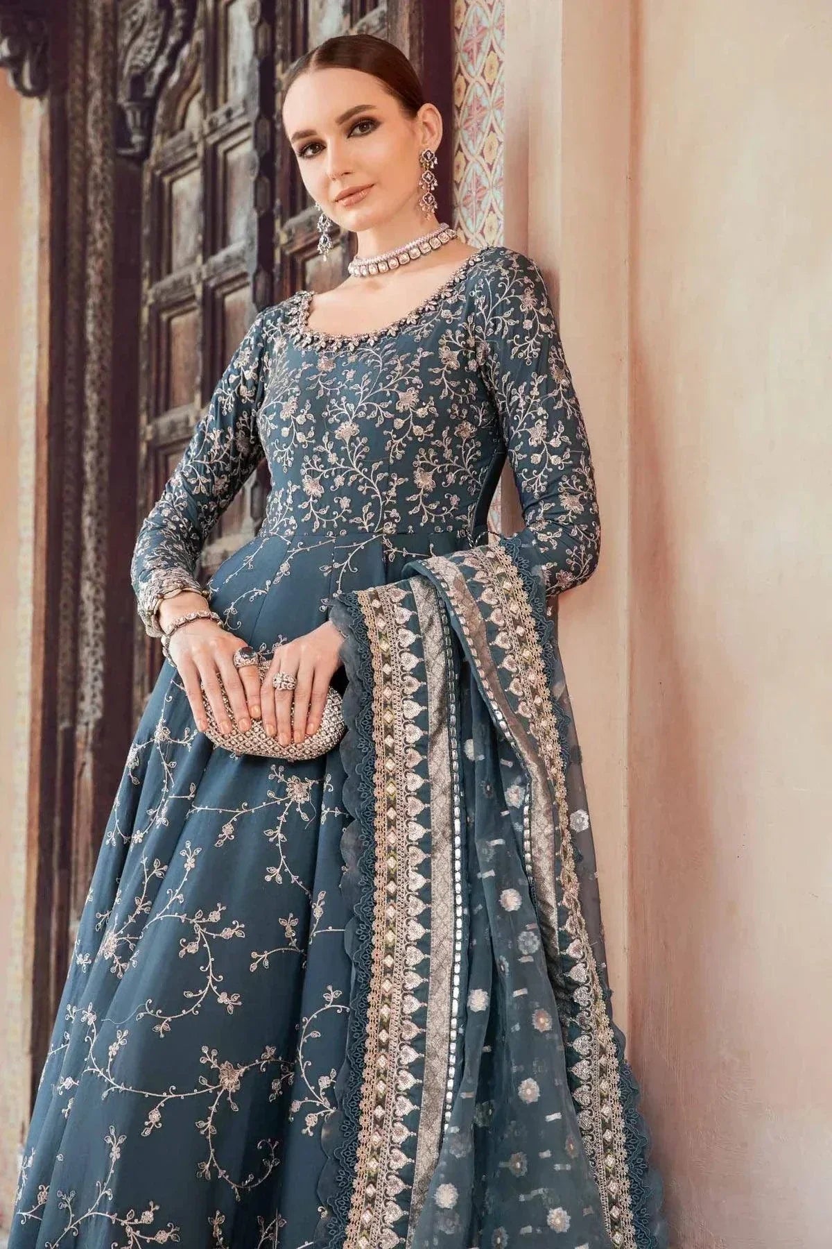 Maria B | Sateen Formals 23 | Teal CST-710 -  Maria B Formal - Original Designer Dress - House of Maryam