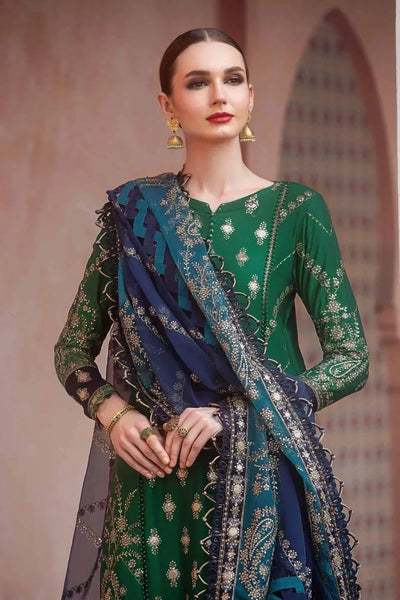 Maria B | Sateen Formals 23 | Emerald Green CST-711 -  Maria B Formal - Original Designer Dress - House of Maryam