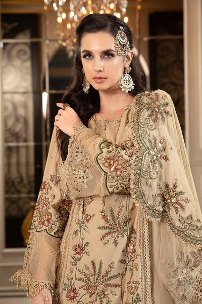 Maria B | Sateen Formals 23 | Beige CST-712 -  Maria B Formal - Original Designer Dress - House of Maryam