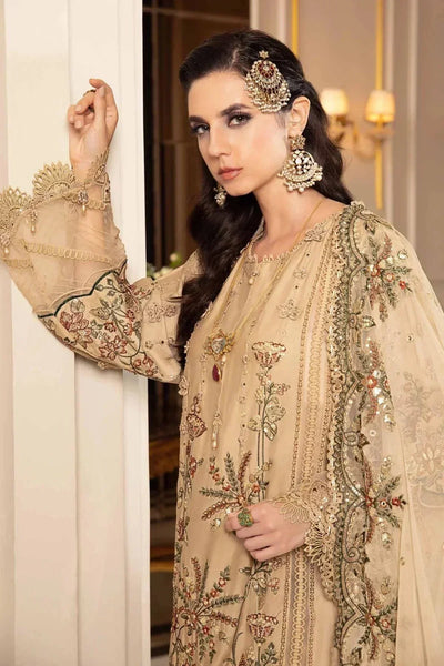 Maria B | Sateen Formals 23 | Beige CST-712 -  Maria B Formal - Original Designer Dress - House of Maryam