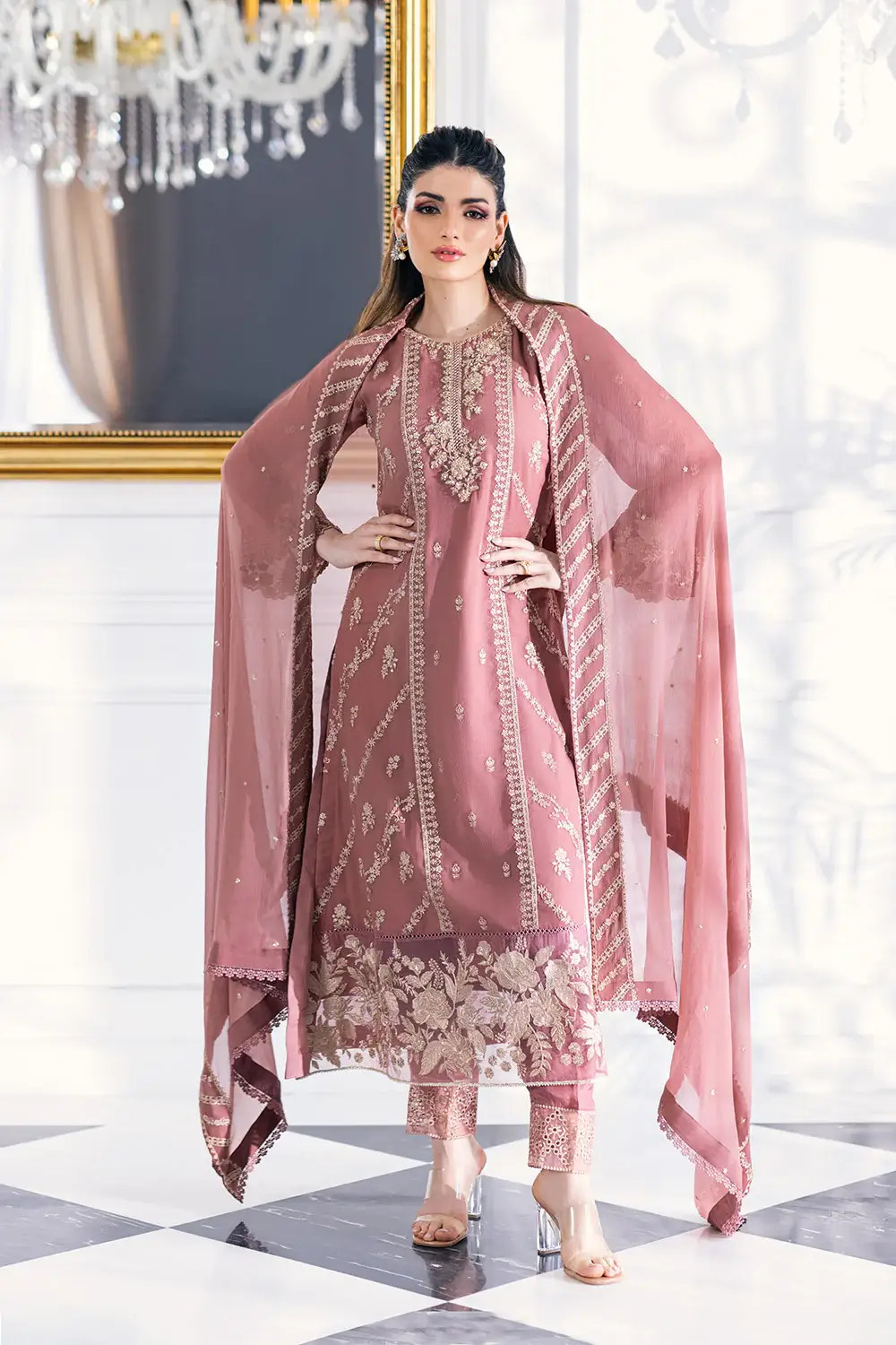 Azure | Embroidered Ensembles 23 | Candy Blush -  Azure Formal - Original Designer Dress - House of Maryam