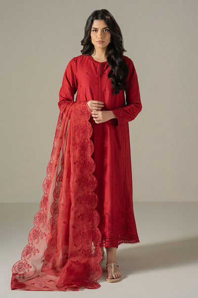Cross Stitch | Chikankari Lawn 25 | CARMINE GRIS -  Cross Stitch Ladies Clothes - Original Designer Dress - House of Maryam