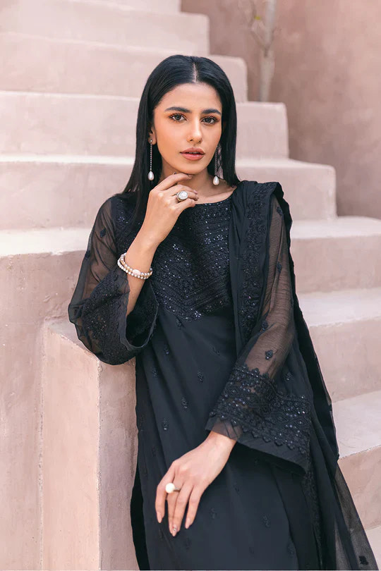 Azure | Embroidered Ensembles 3 Pcs | Charcoal Charm -  Azure Formal - Original Designer Dress - House of Maryam