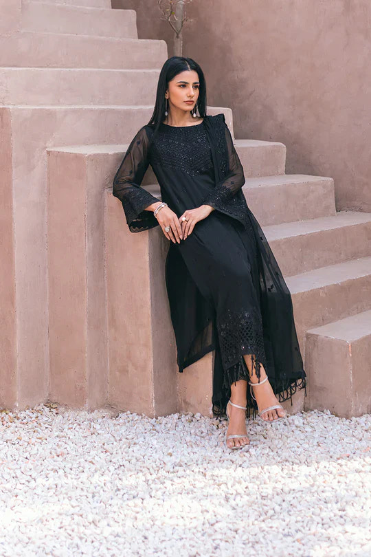 Azure | Embroidered Ensembles 3 Pcs | Charcoal Charm -  Azure Formal - Original Designer Dress - House of Maryam