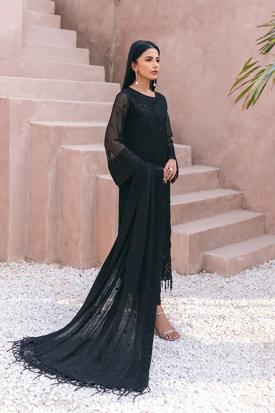 Azure | Embroidered Ensembles 3 Pcs | Charcoal Charm -  Azure Formal - Original Designer Dress - House of Maryam