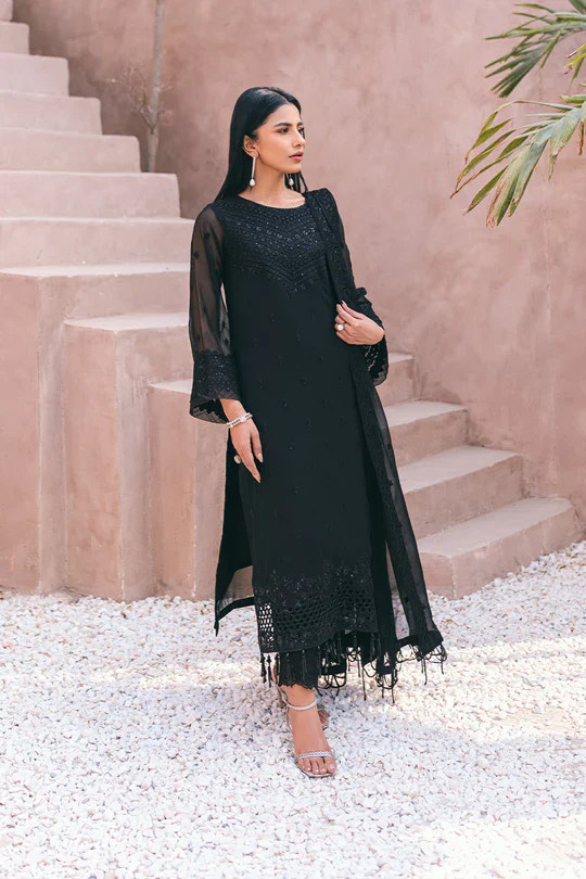 Azure | Embroidered Ensembles 3 Pcs | Charcoal Charm -  Azure Formal - Original Designer Dress - House of Maryam