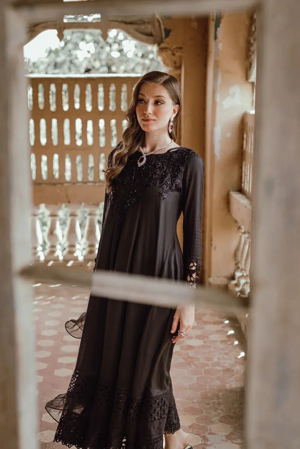 Azure | Embroidered Formals | Charcoal Muse -  Azure Formal - Original Designer Dress - House of Maryam