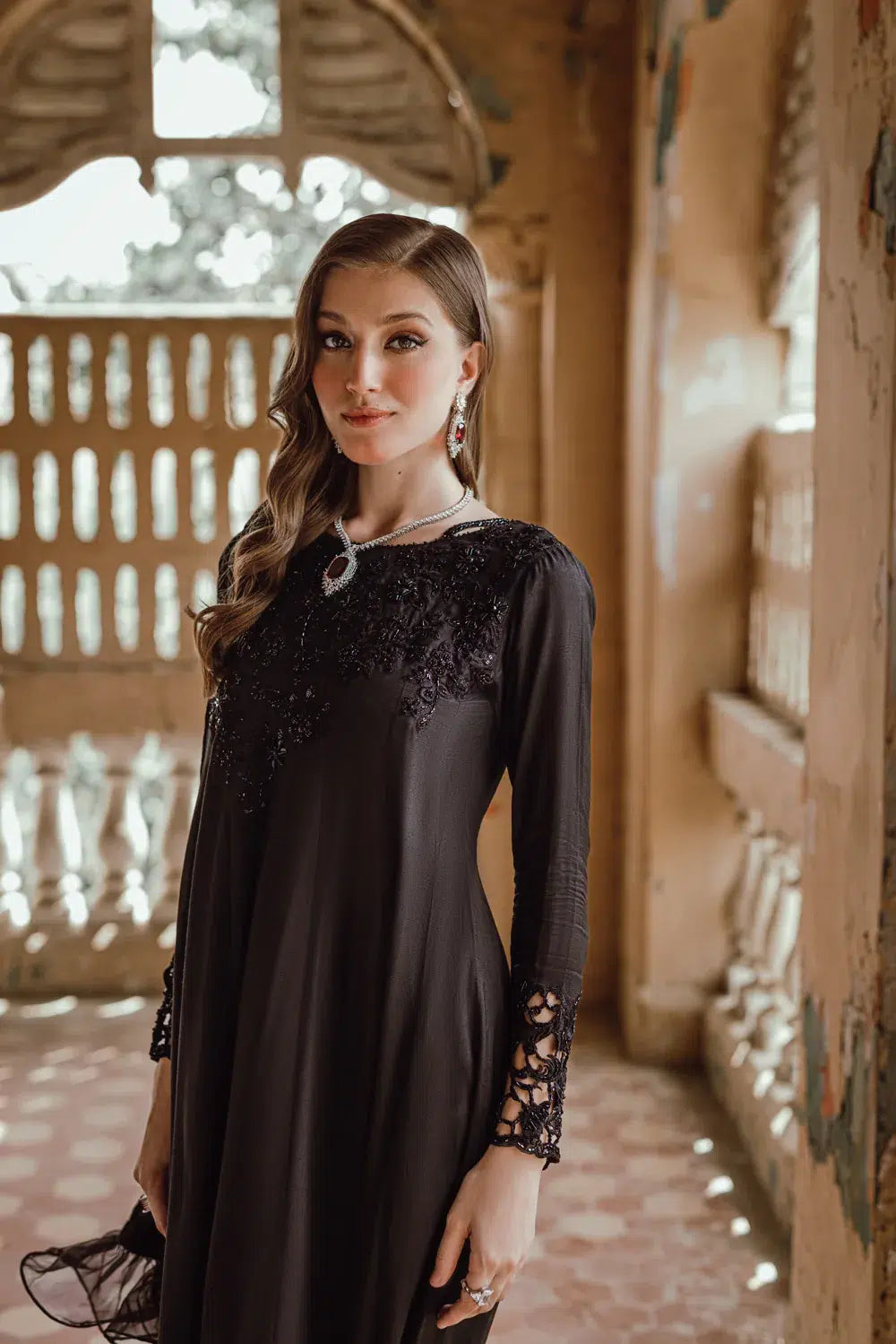 Azure | Embroidered Formals | Charcoal Muse by Azure - House of Maryam