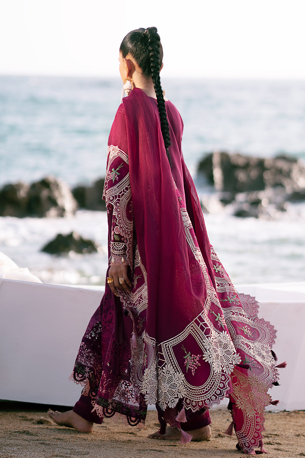 AJR Couture | Dastan Luxury Lawn 25 | Cherry Wine