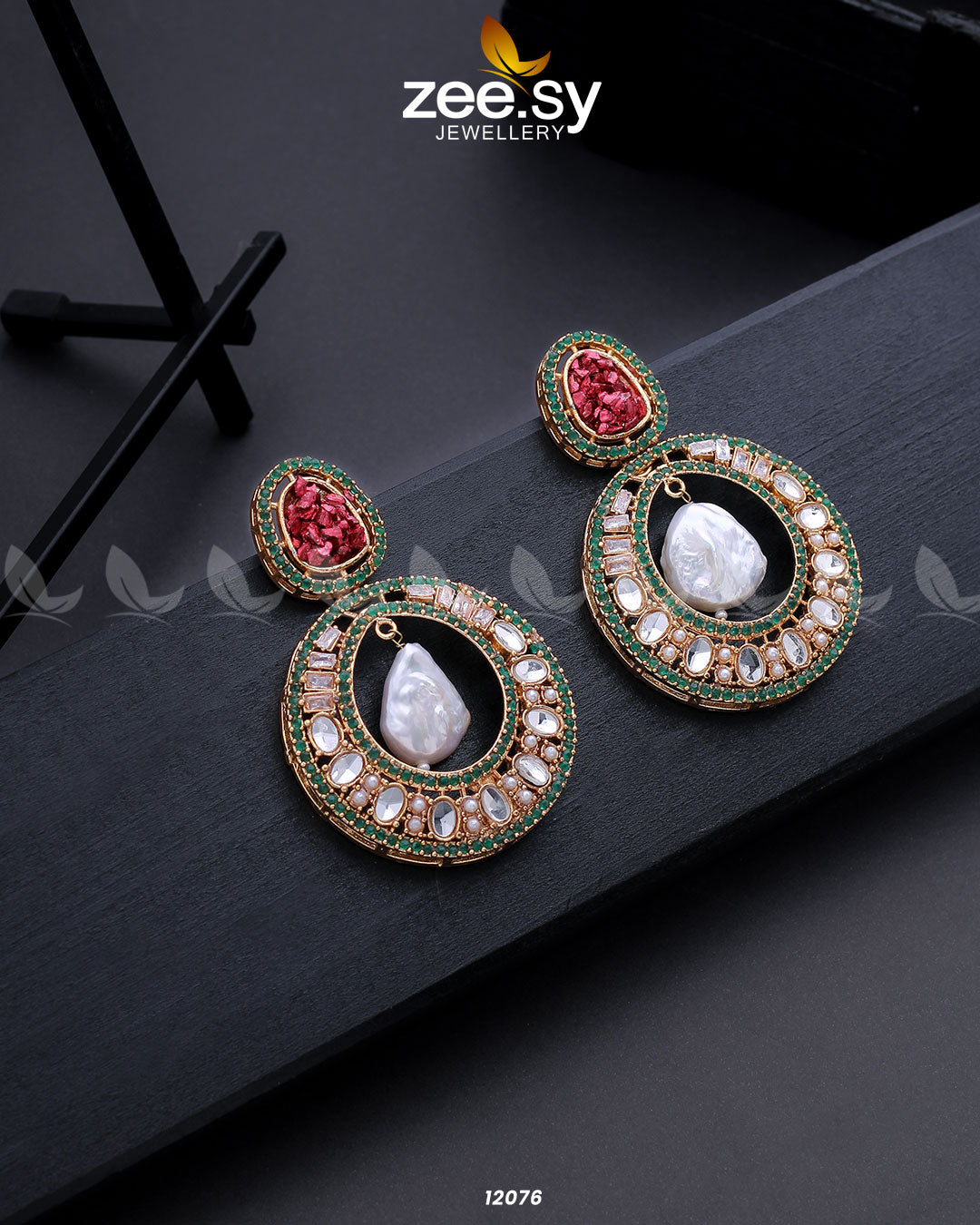 Cluster Zircons Earrings -  Zeesy Earrings - Original Designer Dress - House of Maryam