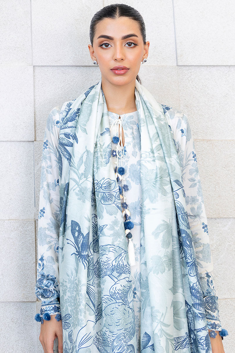 Cross Stitch | Exclusive Pret | Whimsical Teal-3PC (Shirt, Trouser & Dupatta)-4