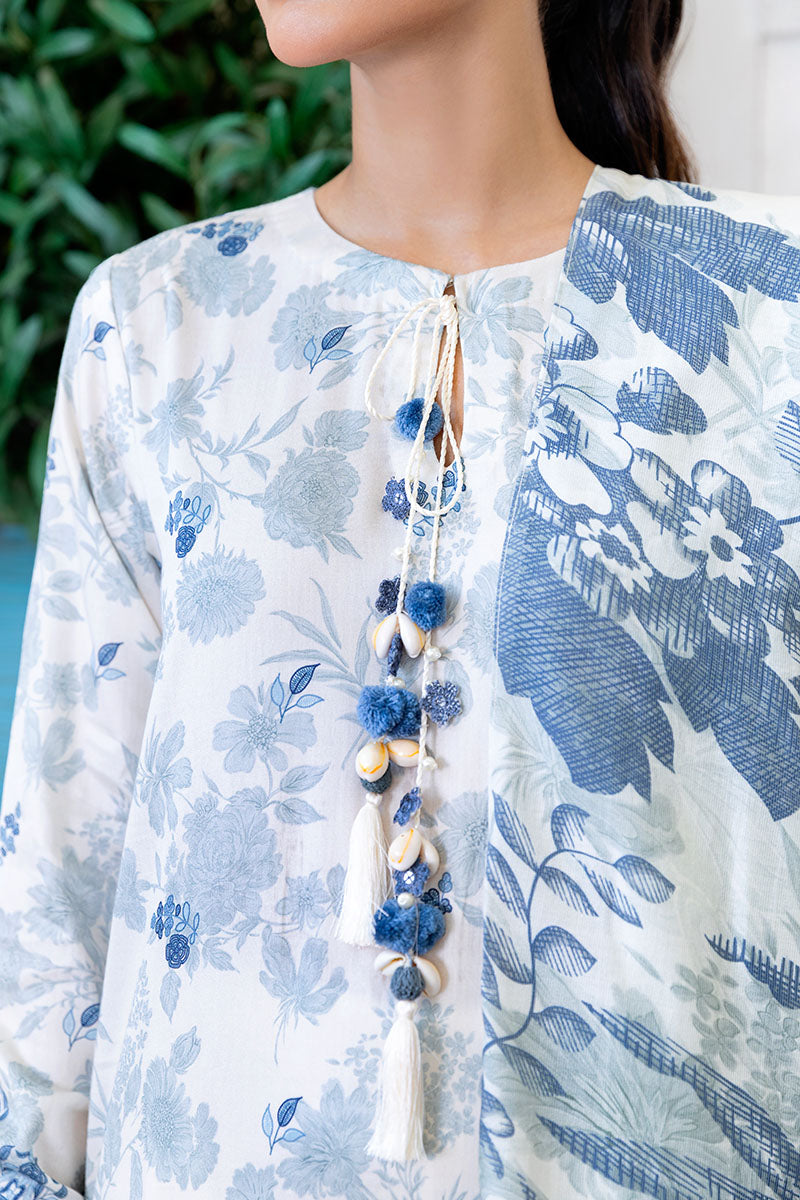 Cross Stitch | Exclusive Pret | Whimsical Teal-3PC (Shirt, Trouser & Dupatta)