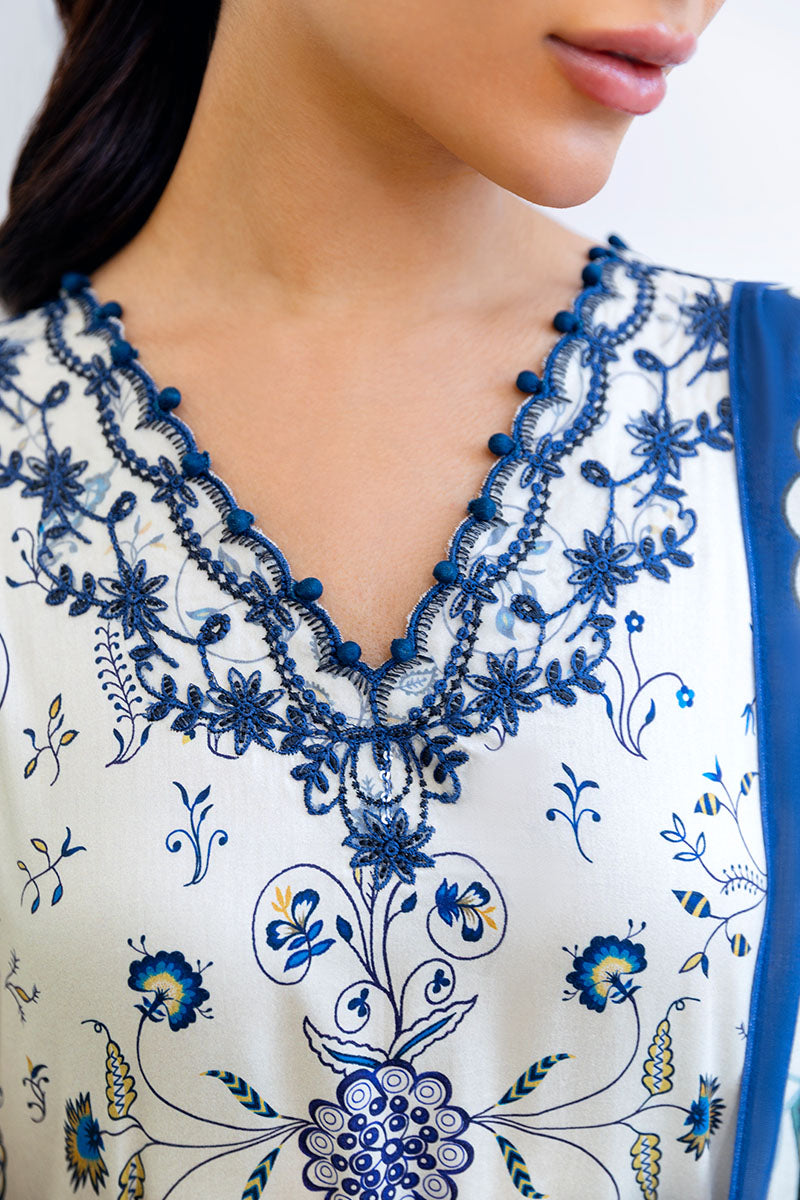 Cross Stitch | Exclusive Pret | Ivory Orchid-3PC (Shirt,Trouser & Dupatta)