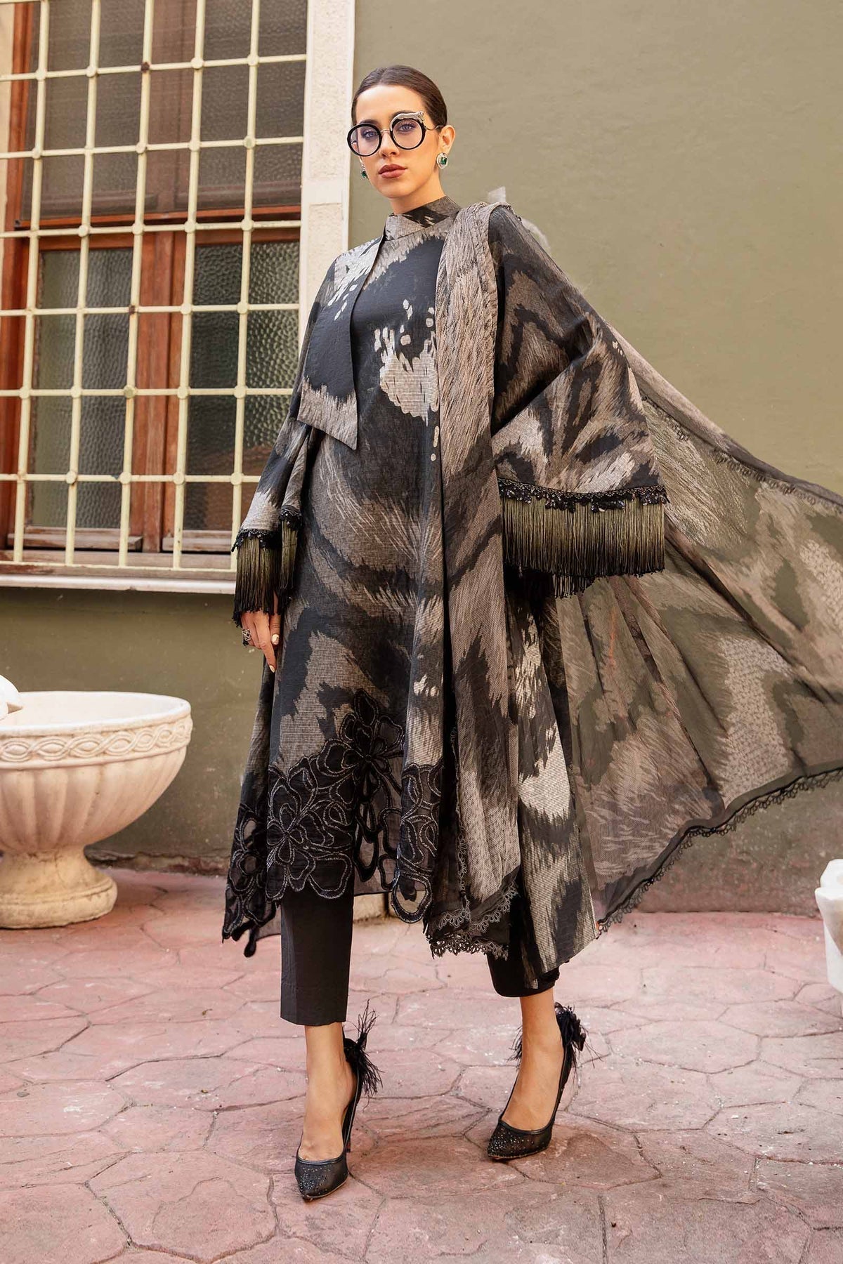 Maria B | M Prints Fall Edit 24 | MPT-2310-A -  Maria B Luxury - Original Designer Dress - House of Maryam