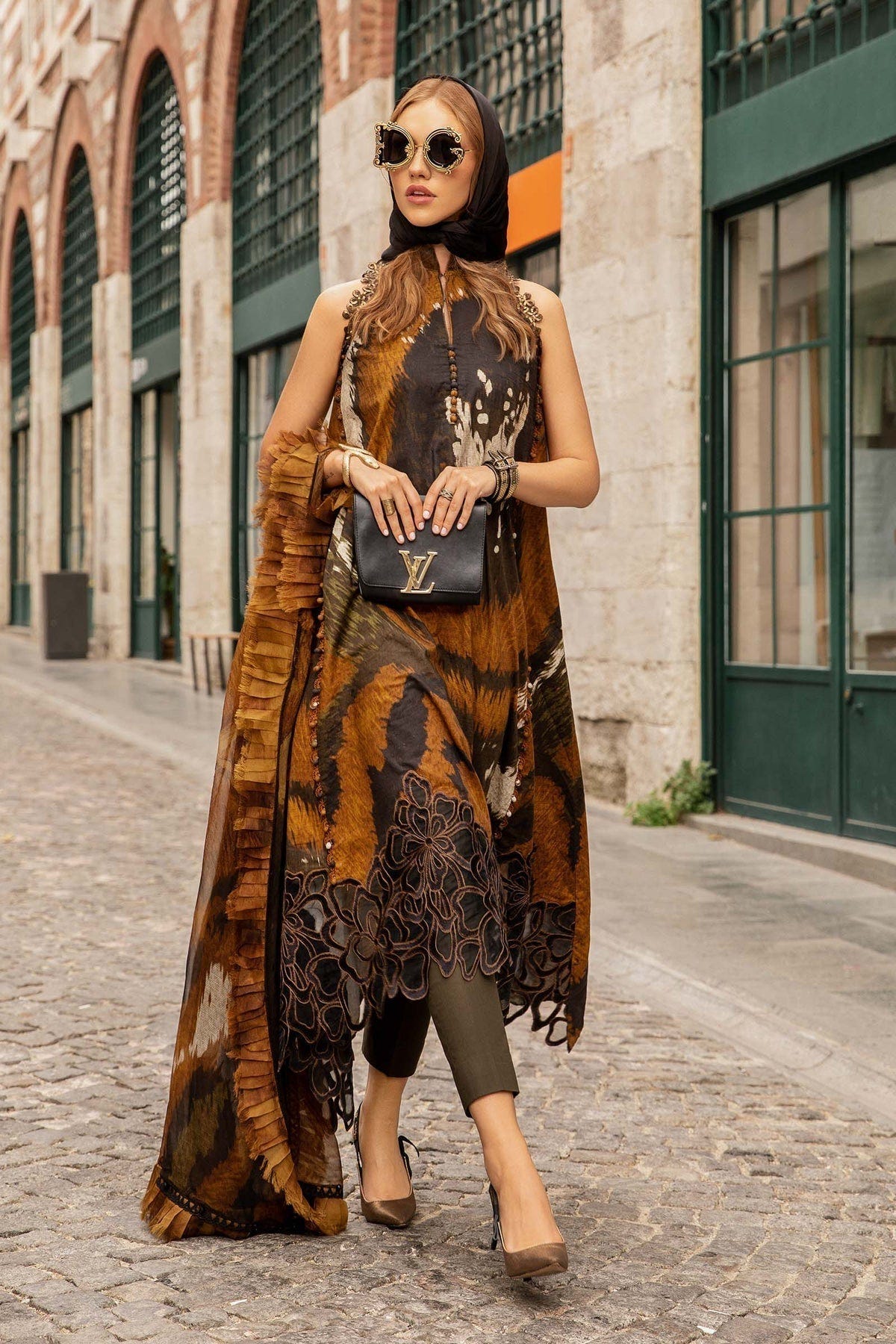 Maria B | M Prints Fall Edit 24 | MPT-2310-B -  Maria B Luxury - Original Designer Dress - House of Maryam