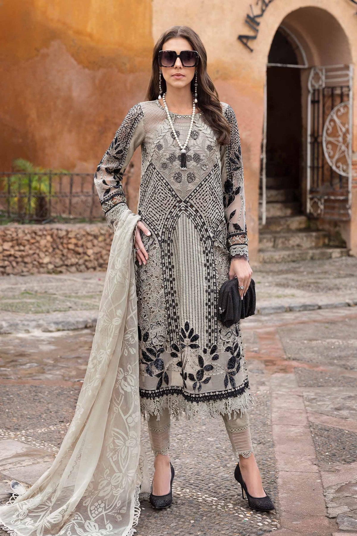 Maria B | Luxury Lawn 25 | D-2510-B -  Maria B Ladies Clothes - Original Designer Dress - House of Maryam
