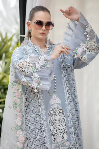 Maria B | Luxury Lawn | EL-23-10-Ice Blue -  Maria B Luxury - Original Designer Dress - House of Maryam