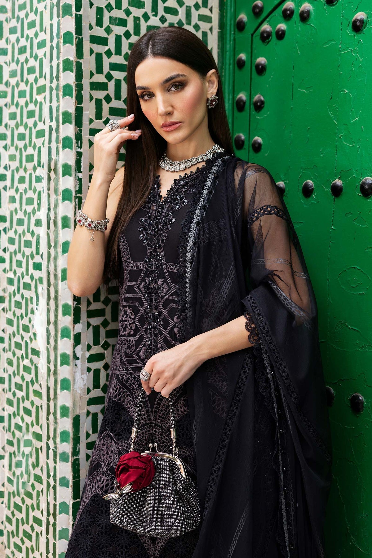 Maria B | Luxury Lawn 25 | D-2512-B -  Maria B Ladies Clothes - Original Designer Dress - House of Maryam