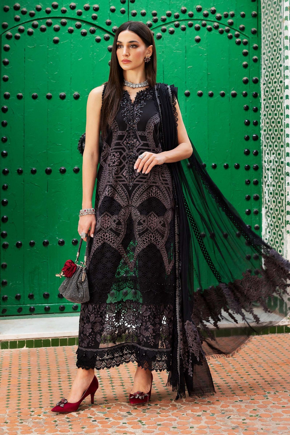 Maria B | Luxury Lawn 25 | D-2512-B -  Maria B Ladies Clothes - Original Designer Dress - House of Maryam
