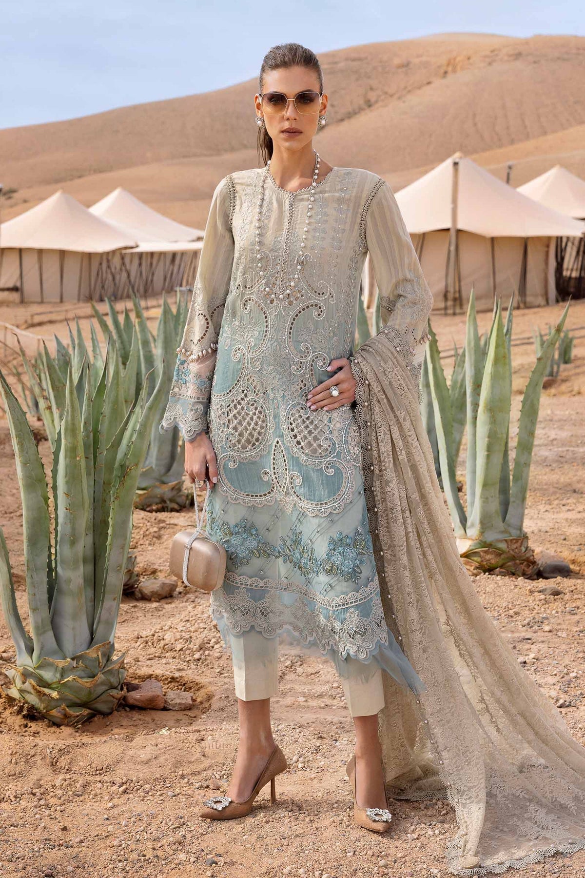 Maria B | Luxury Lawn 25 | D-2515-B -  Maria B Ladies Clothes - Original Designer Dress - House of Maryam