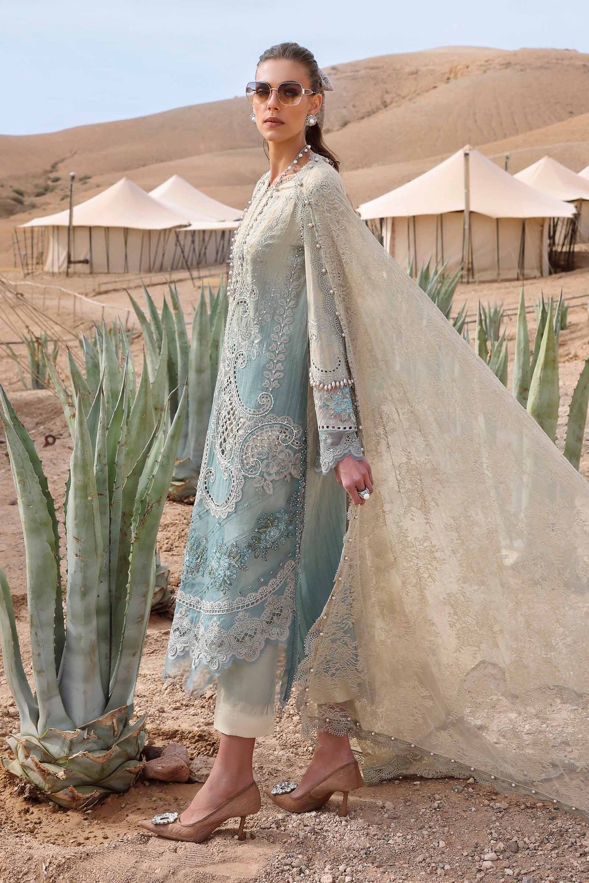 Maria B | Luxury Lawn 25 | D-2515-B -  Maria B Ladies Clothes - Original Designer Dress - House of Maryam