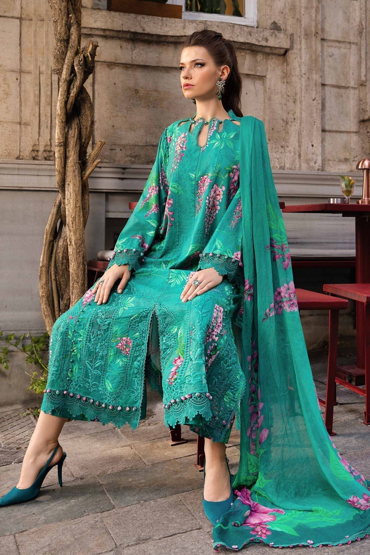 Maria B | M Prints Fall Edit 24 | MPT-2301-A -  Maria B Luxury - Original Designer Dress - House of Maryam