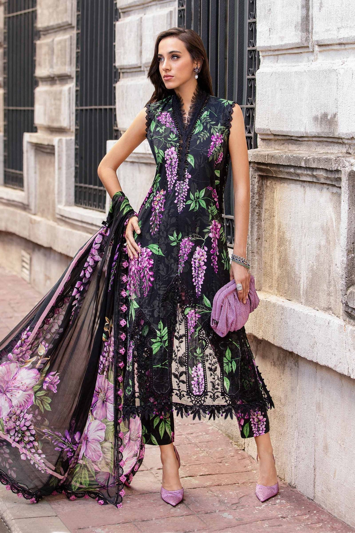 Maria B | M Prints Fall Edit 24 | MPT-2301-B -  Maria B Luxury - Original Designer Dress - House of Maryam
