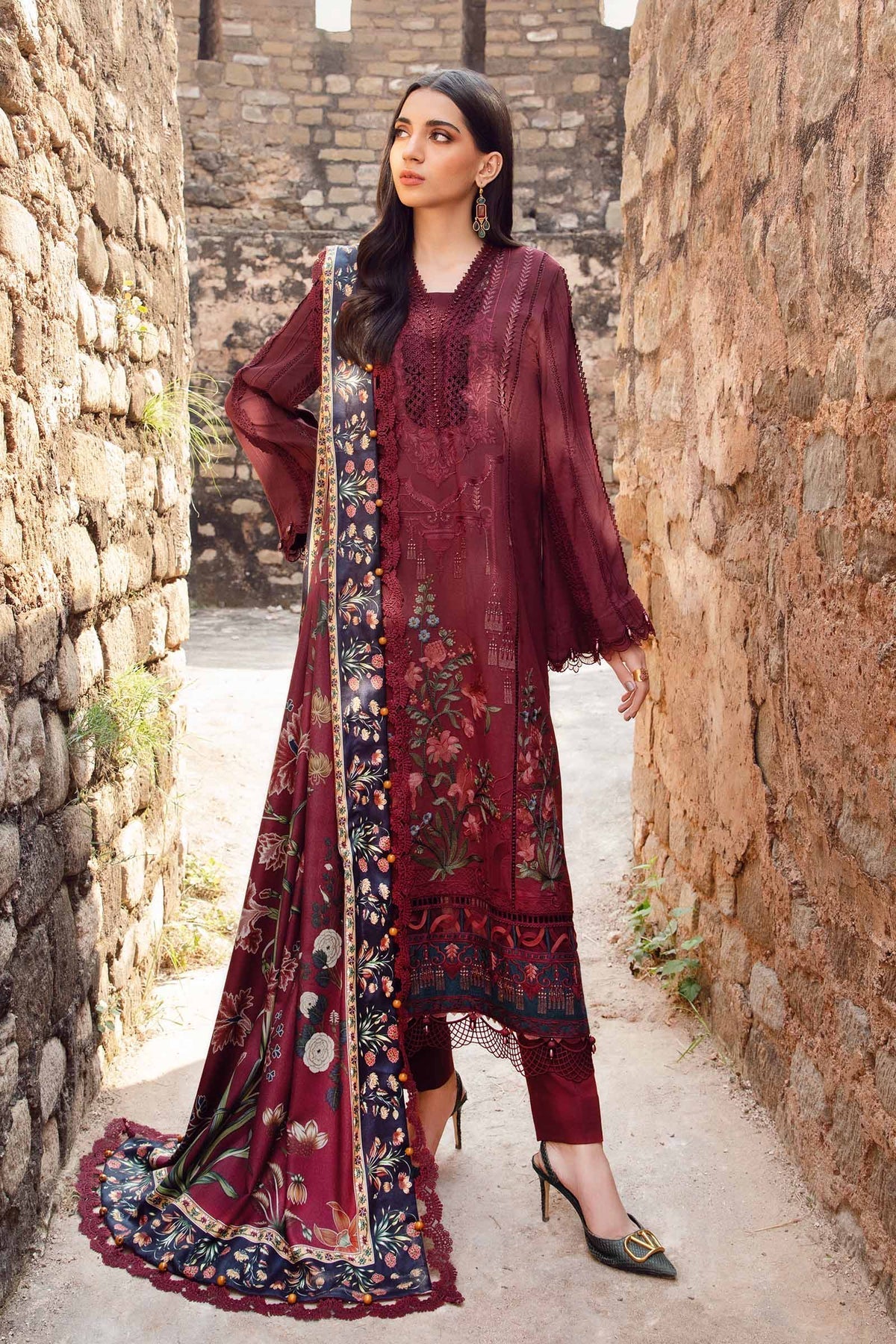 Maria B | M Prints Winter 24 | MPT-2401-B -  Maria B Ladies Clothes - Original Designer Dress - House of Maryam