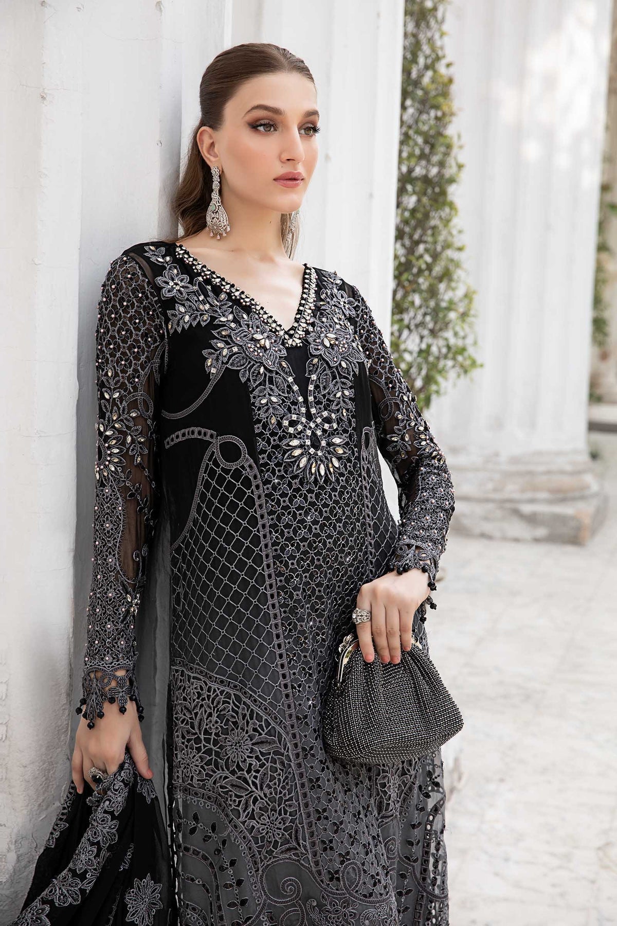 Maria B | Chiffon Formals 24 | Chiffon Suit | MPC-24-101 -  Maria B Formal - Original Designer Dress - House of Maryam