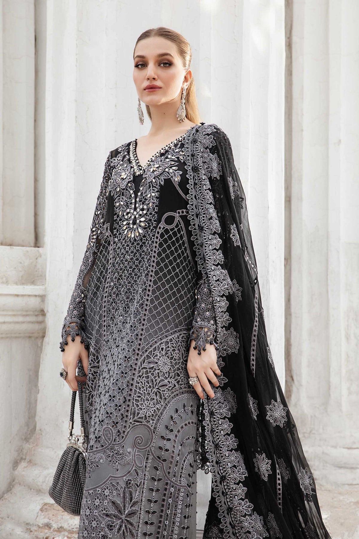 Maria B | Chiffon Formals 24 | Chiffon Suit | MPC-24-101 -  Maria B Formal - Original Designer Dress - House of Maryam