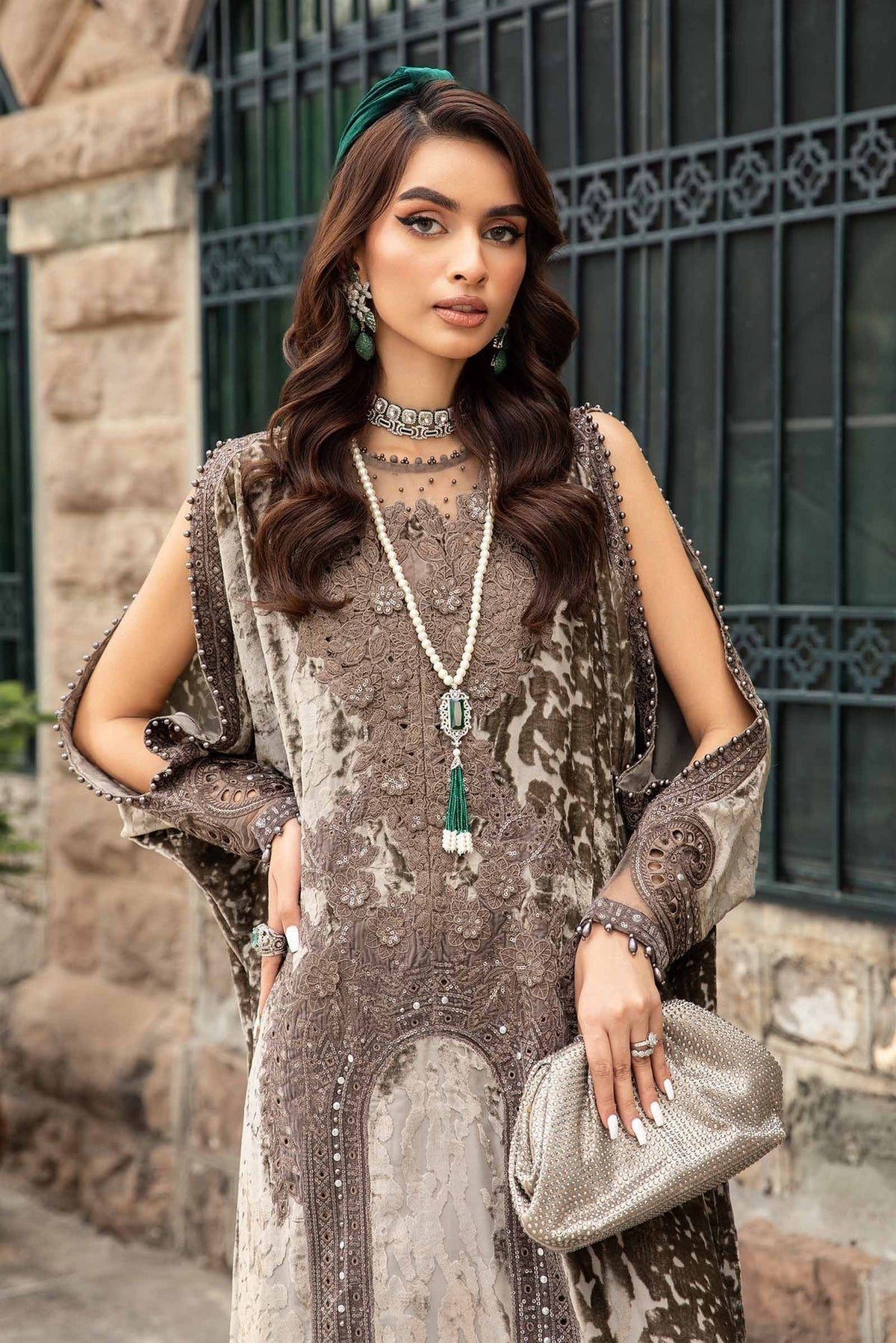 Maria B | Winter Luxe 24 | Velvet DL-1201 -  Maria B Ladies Clothes - Original Designer Dress - House of Maryam