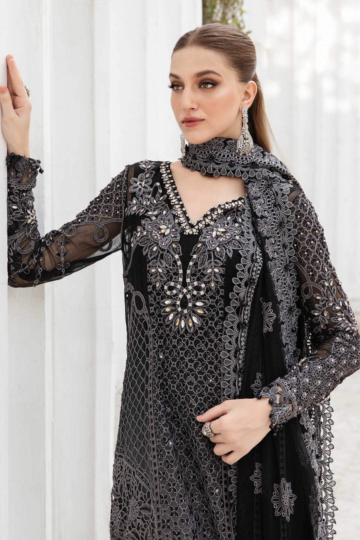 Maria B | Chiffon Formals 24 | Chiffon Suit | MPC-24-101 -  Maria B Formal - Original Designer Dress - House of Maryam