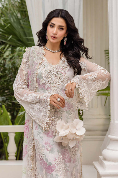 Maria B | Embroidered Chiffon Suit | MPC-25-101 -  Maria B Unstitched Chiffon - Original Designer Dress - House of Maryam