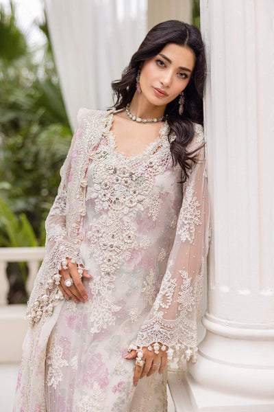 Maria B | Embroidered Chiffon Suit | MPC-25-101 -  Maria B Unstitched Chiffon - Original Designer Dress - House of Maryam