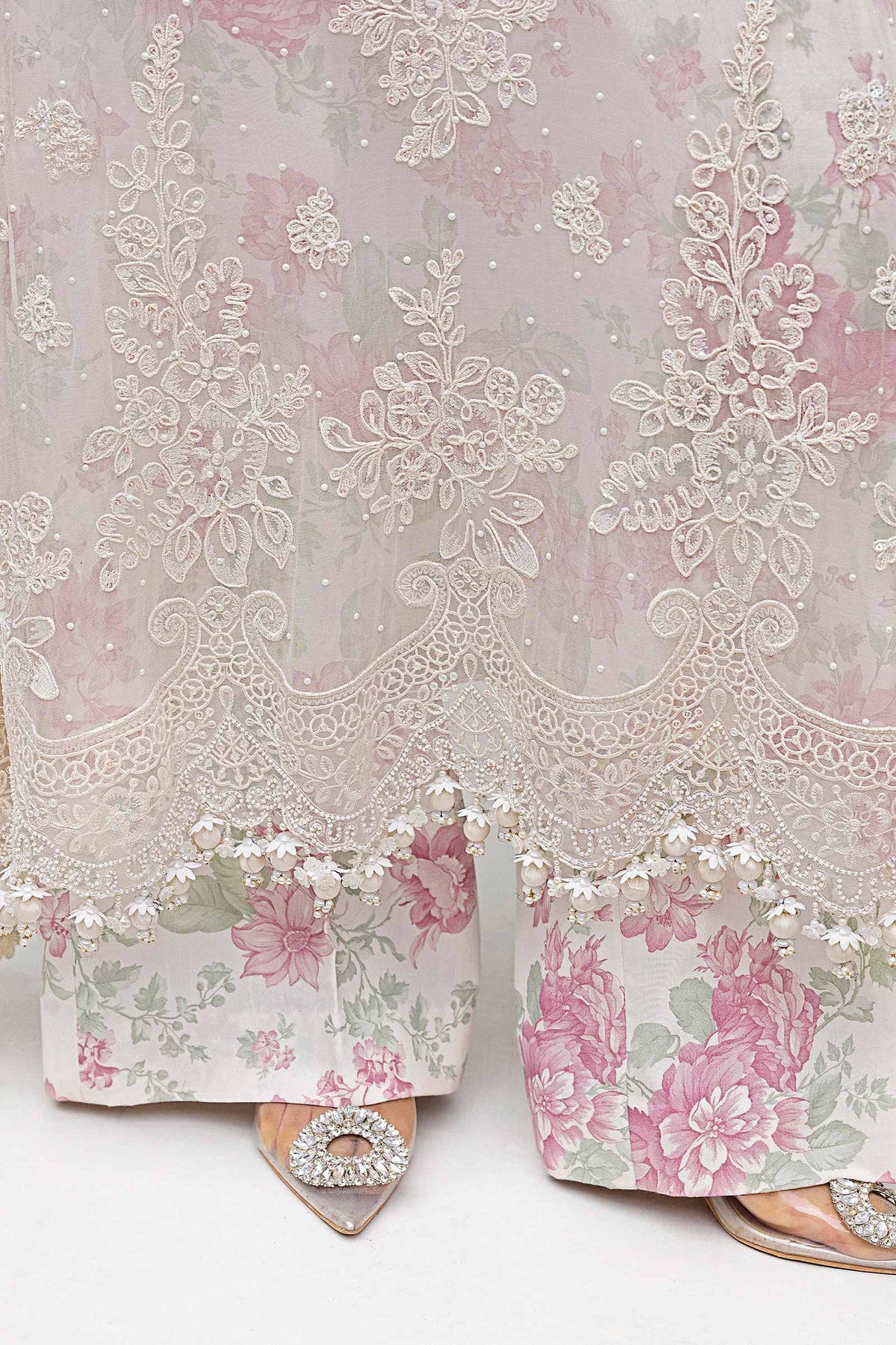 Maria B | Embroidered Chiffon Suit | MPC-25-101 -  Maria B Unstitched Chiffon - Original Designer Dress - House of Maryam