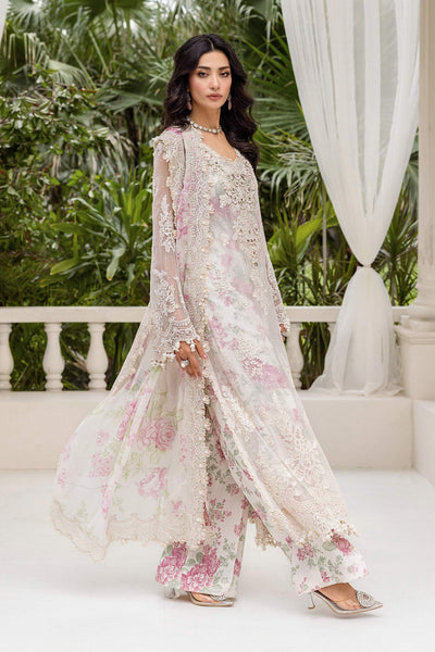 Maria B | Embroidered Chiffon Suit | MPC-25-101 -  Maria B Unstitched Chiffon - Original Designer Dress - House of Maryam