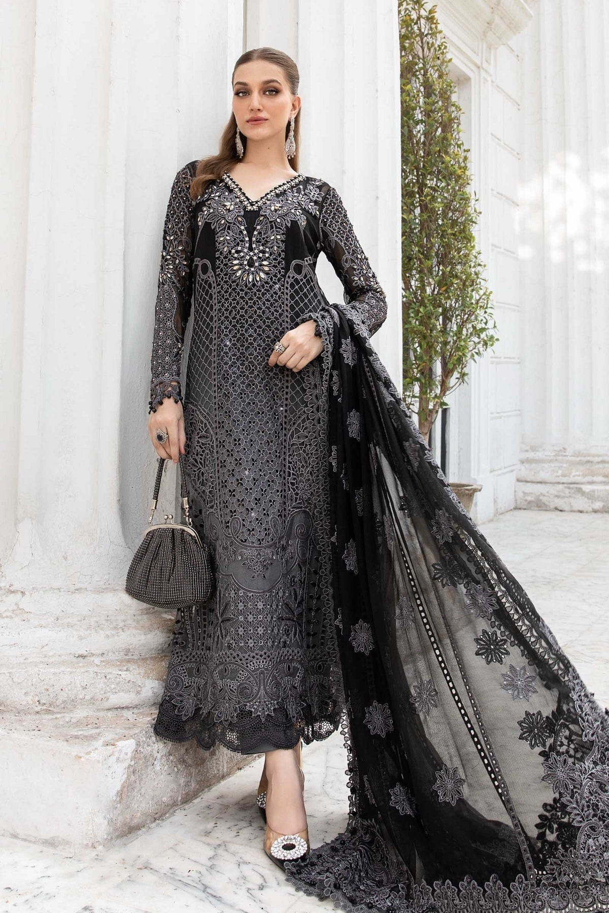Maria B | Chiffon Formals 24 | Chiffon Suit | MPC-24-101 -  Maria B Formal - Original Designer Dress - House of Maryam