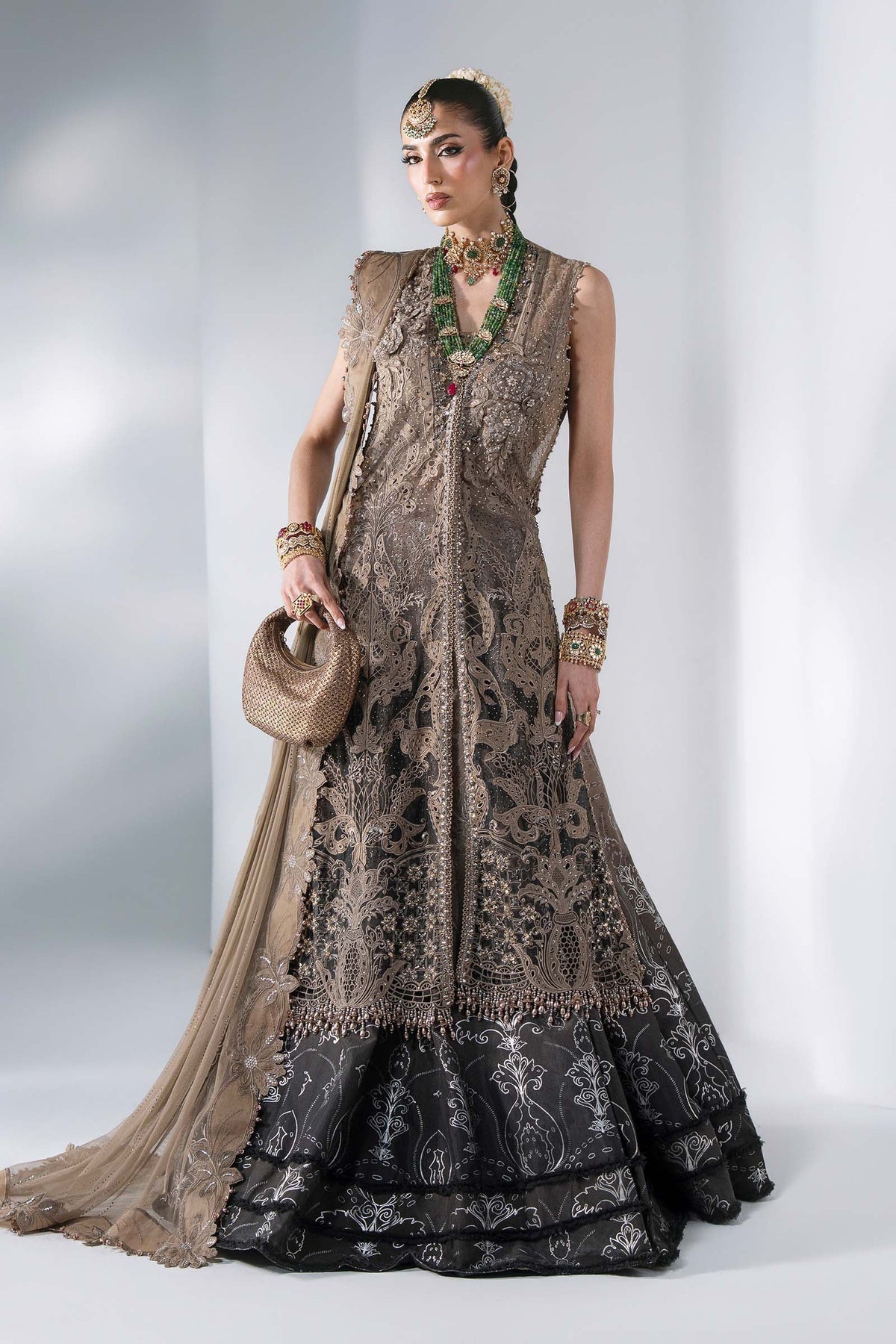 Maria B | Mbroidered Wedding Formals 26 | BD-3102-Antique Bronze