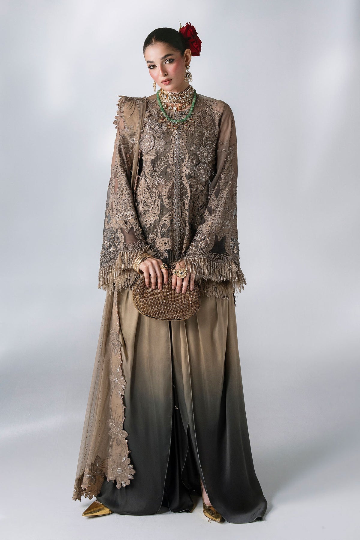 Maria B | Mbroidered Wedding Formals 26 | BD-3102-Antique Bronze, image 4