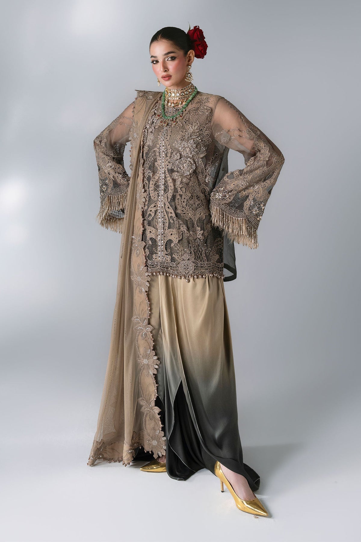 Maria B | Mbroidered Wedding Formals 26 | BD-3102-Antique Bronze, image 5