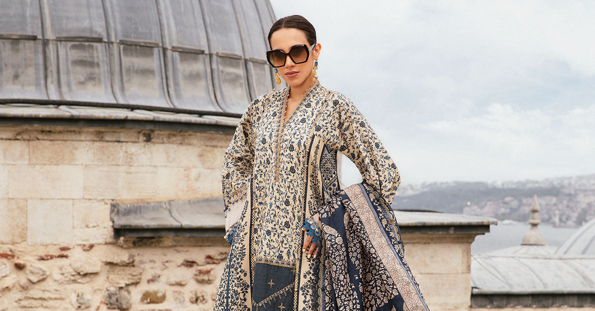 Maria B | M Prints Fall Edit 24 | MPT-2302-A -  Maria B Luxury - Original Designer Dress - House of Maryam