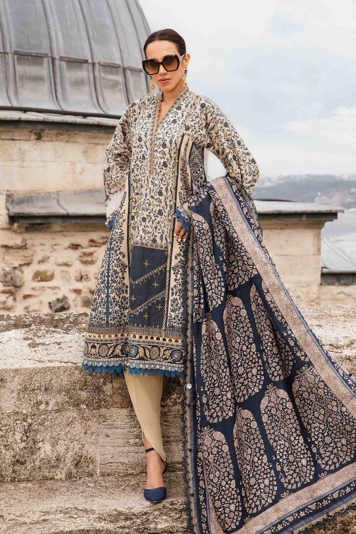Maria B | M Prints Fall Edit 24 | MPT-2302-A -  Maria B Luxury - Original Designer Dress - House of Maryam