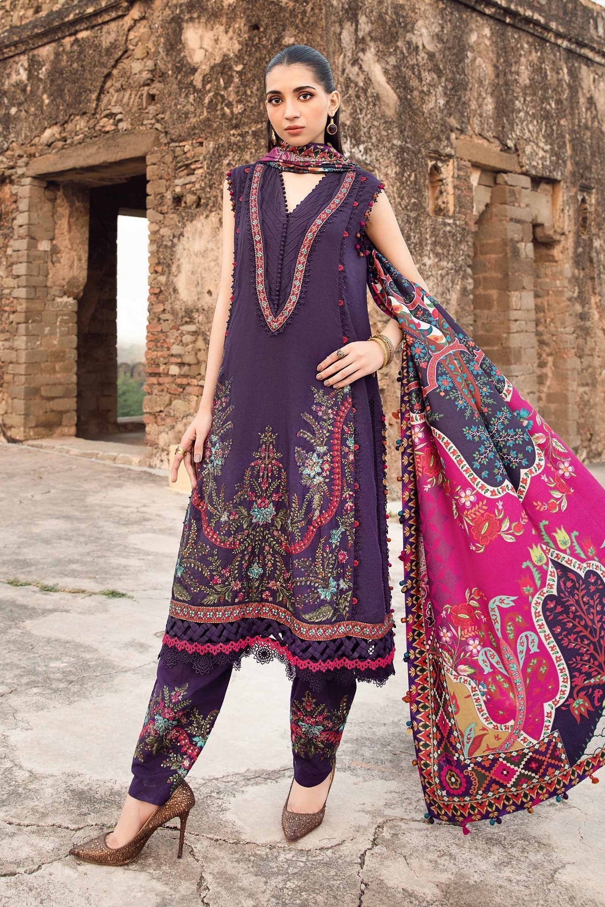 Maria B | M Prints Winter 24 | MPT-2402-A -  Maria B Ladies Clothes - Original Designer Dress - House of Maryam