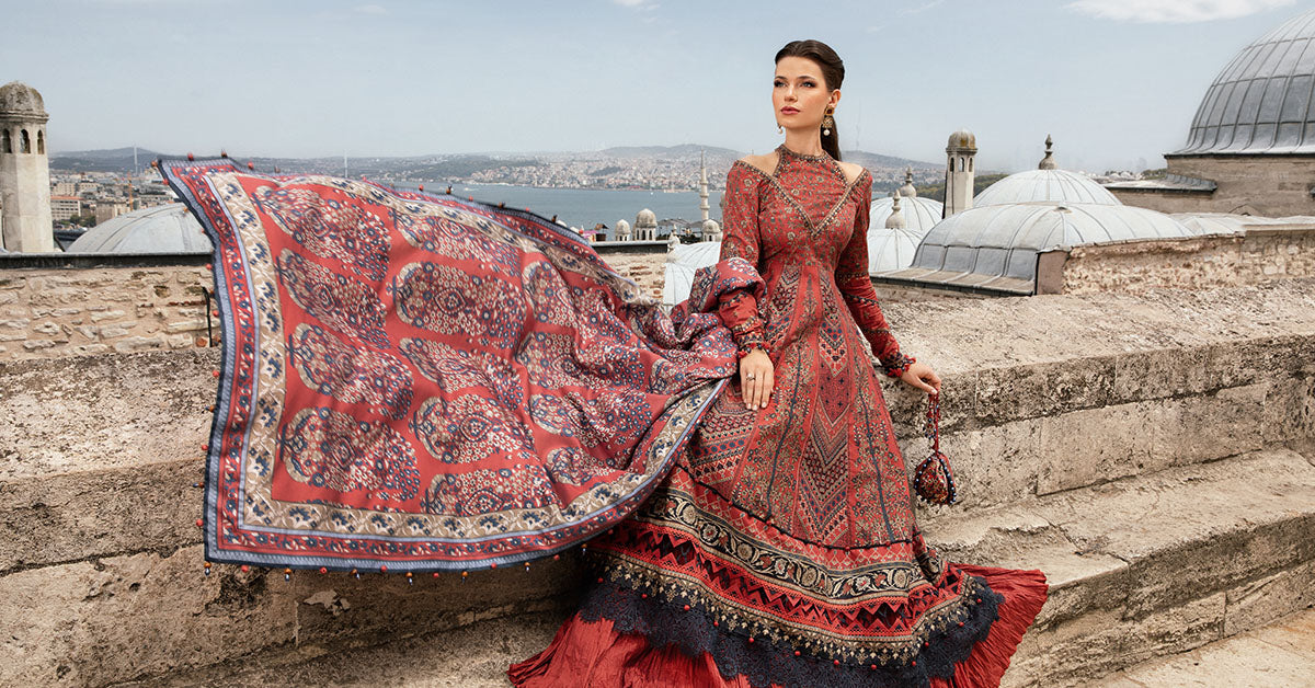Maria B | M Prints Fall Edit 24 | MPT-2302-B -  Maria B Luxury - Original Designer Dress - House of Maryam